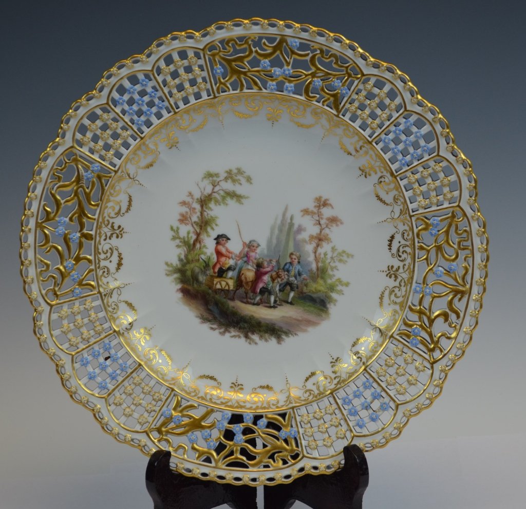 Meissen Cabinet plate with reticulated border (1 of 4)