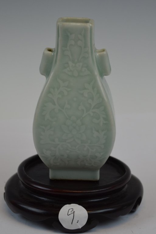 Chinese Miniature Carved Celadon Porcelain Vase (1 of 5)