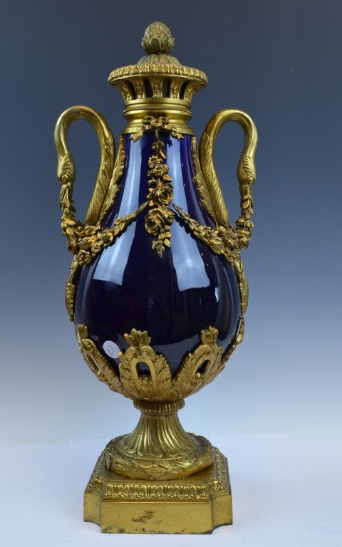 Fine Bronze Mounted Cobalt blue porcelain Sevres vase (1 of 5)