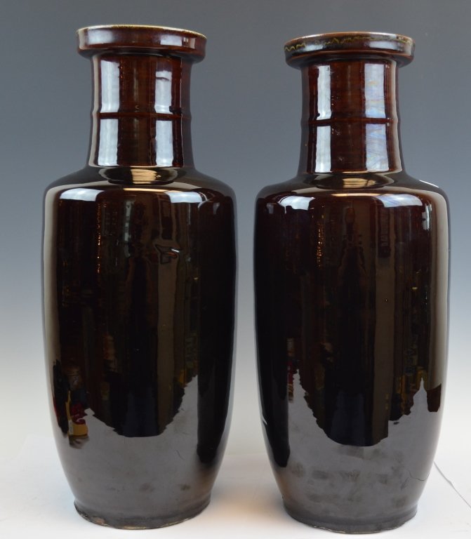 Pair of Large Brown-Glazed Porcelain Vases (1 of 5)