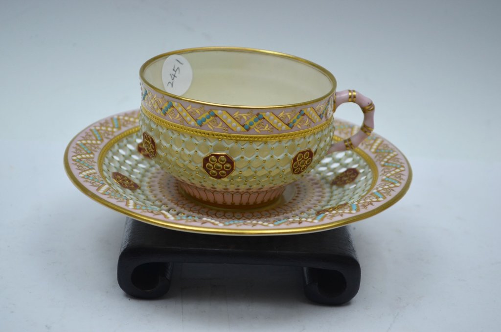 Royal Worcester Reticulated Cup and Saucer (1 of 7)