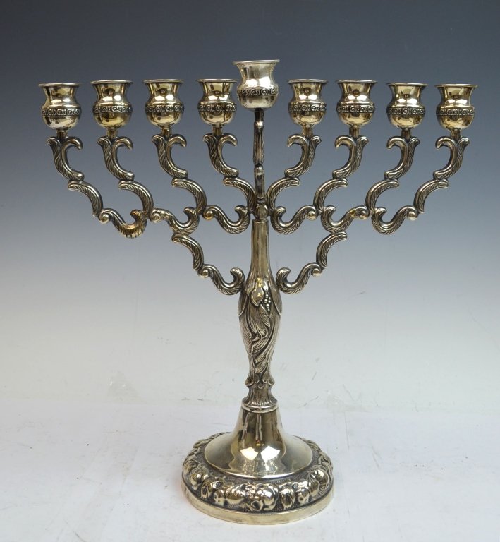 Silver Menorah Antique: Height: 13.25 in.