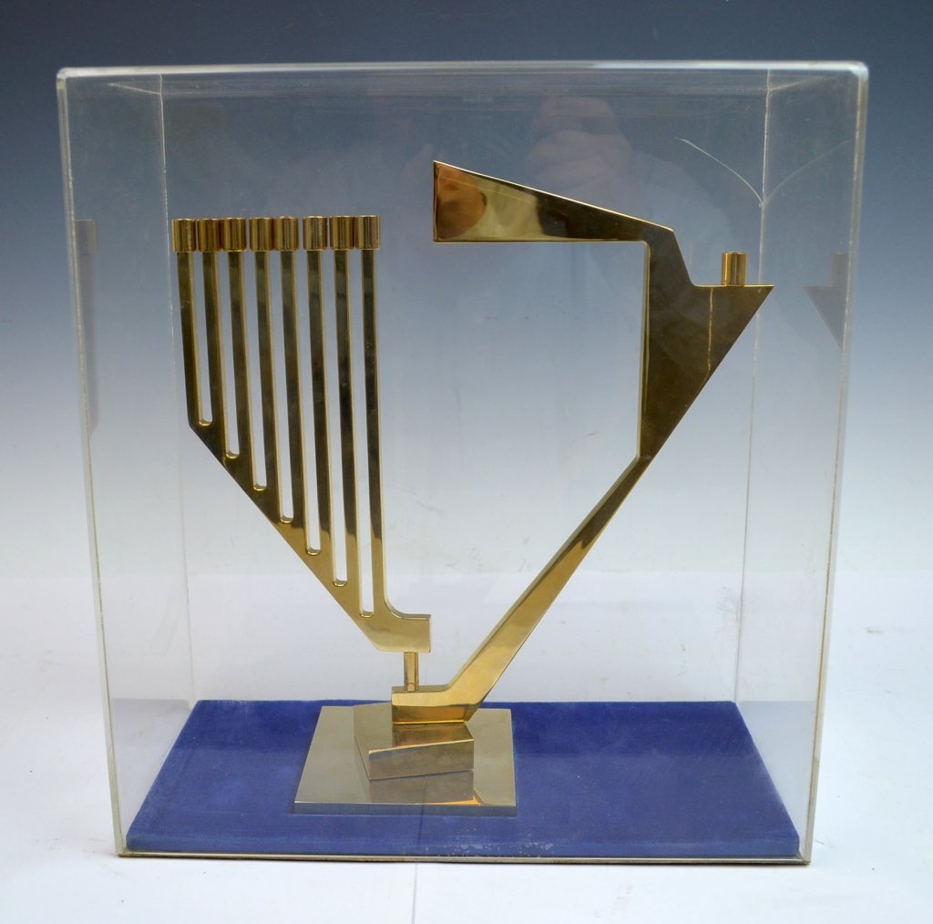 Gilt Bronze Menorah with Modernist Design (1 of 5)