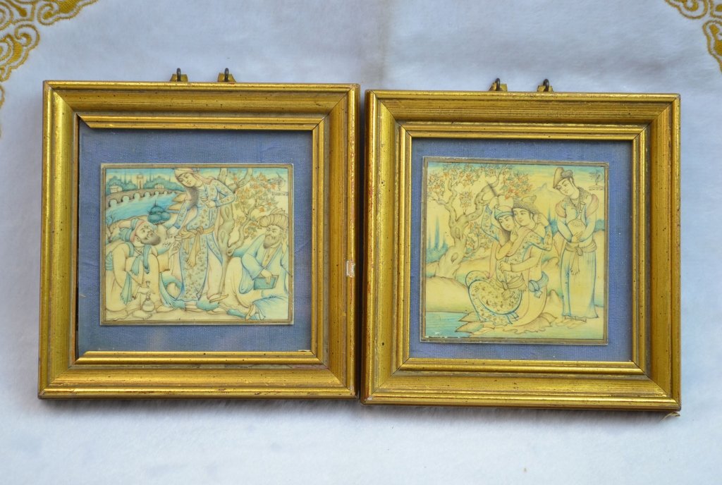 Two Persian  Omar Khyyam Miniature Signed & Titled (1 of 9)