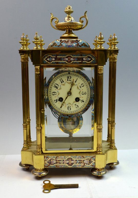 French Bronze and Champleve Enamel  Clock (1 of 8)