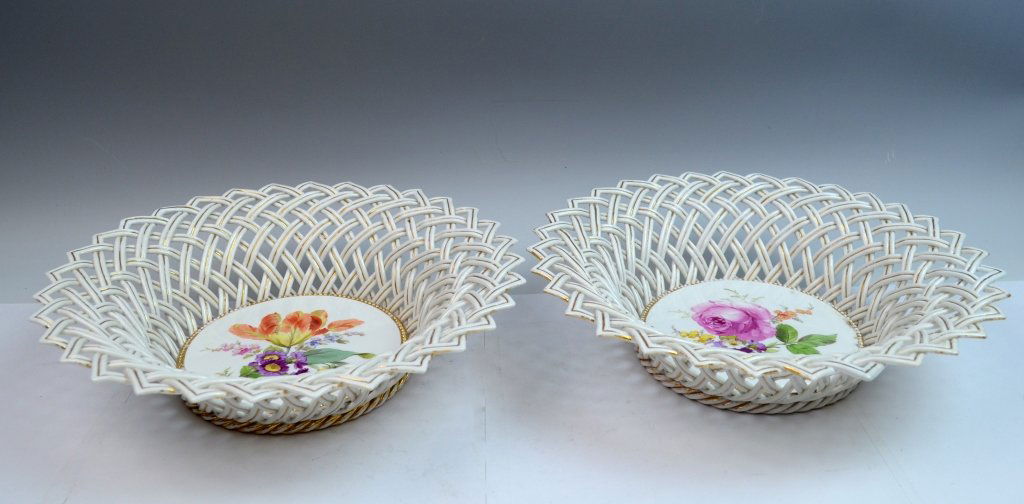 Pair of Meissen Reticulated Porcelain Bowls (1 of 7)