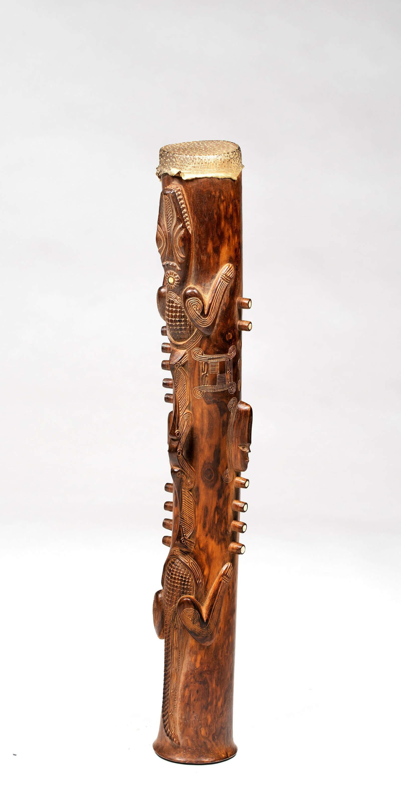 Trobriand Island Kundu Drum, Papua New Guinea: Published: Traditional Artifacts From the South Pacific, University Gallery, University of Massachusetts at Amherst. Published 1993, LCCN 92-64342; Exhibited: Traditional Artifacts From the South Paci