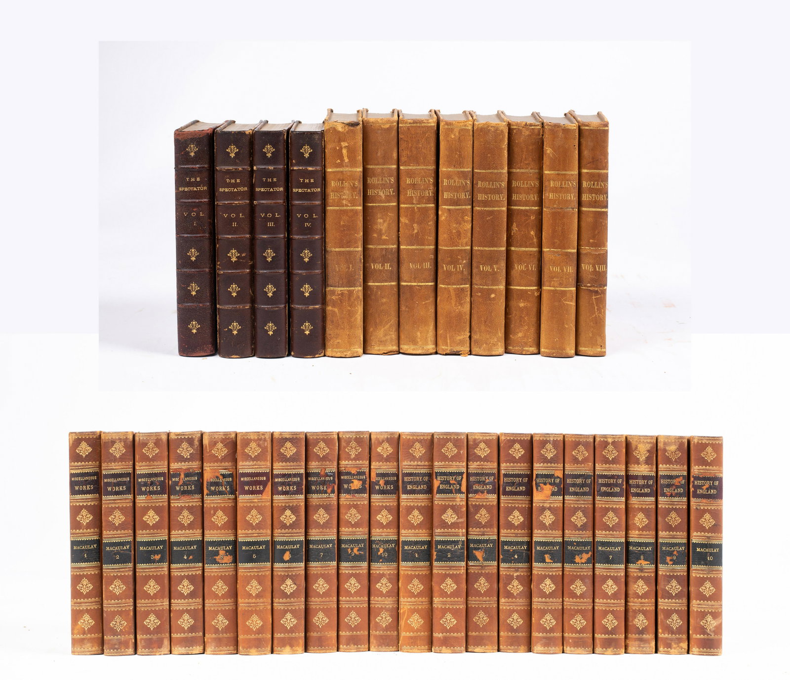 Three Leather-Bound Book Sets: "Complete Works of Lord: Three Leather-Bound Book Sets: "Complete Works of Lord Macaulay," 20 vols. (G.P. Putnam's Sons, circa 1900), Knickerbocker Edition; "The Ancient History of the Egyptians, Carthaginians, Assyrians, Med