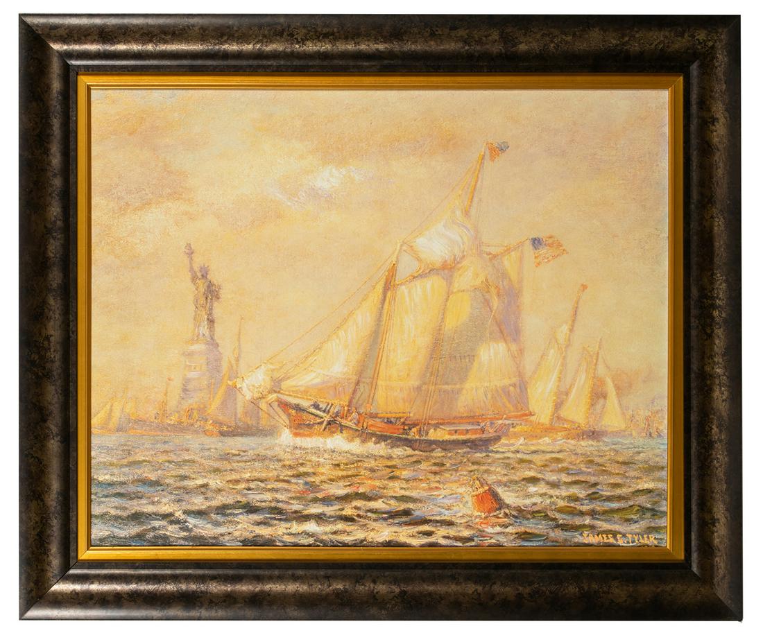James Gale Tyler, Limited Edition 105/980, Museum: James Gale Tyler, Limited Edition 105/980, Museum Reproduction of New York Harbor, 24" x 30", done by Atelier America, includes Canada certificate of authentication. Estimate: $100 - $200