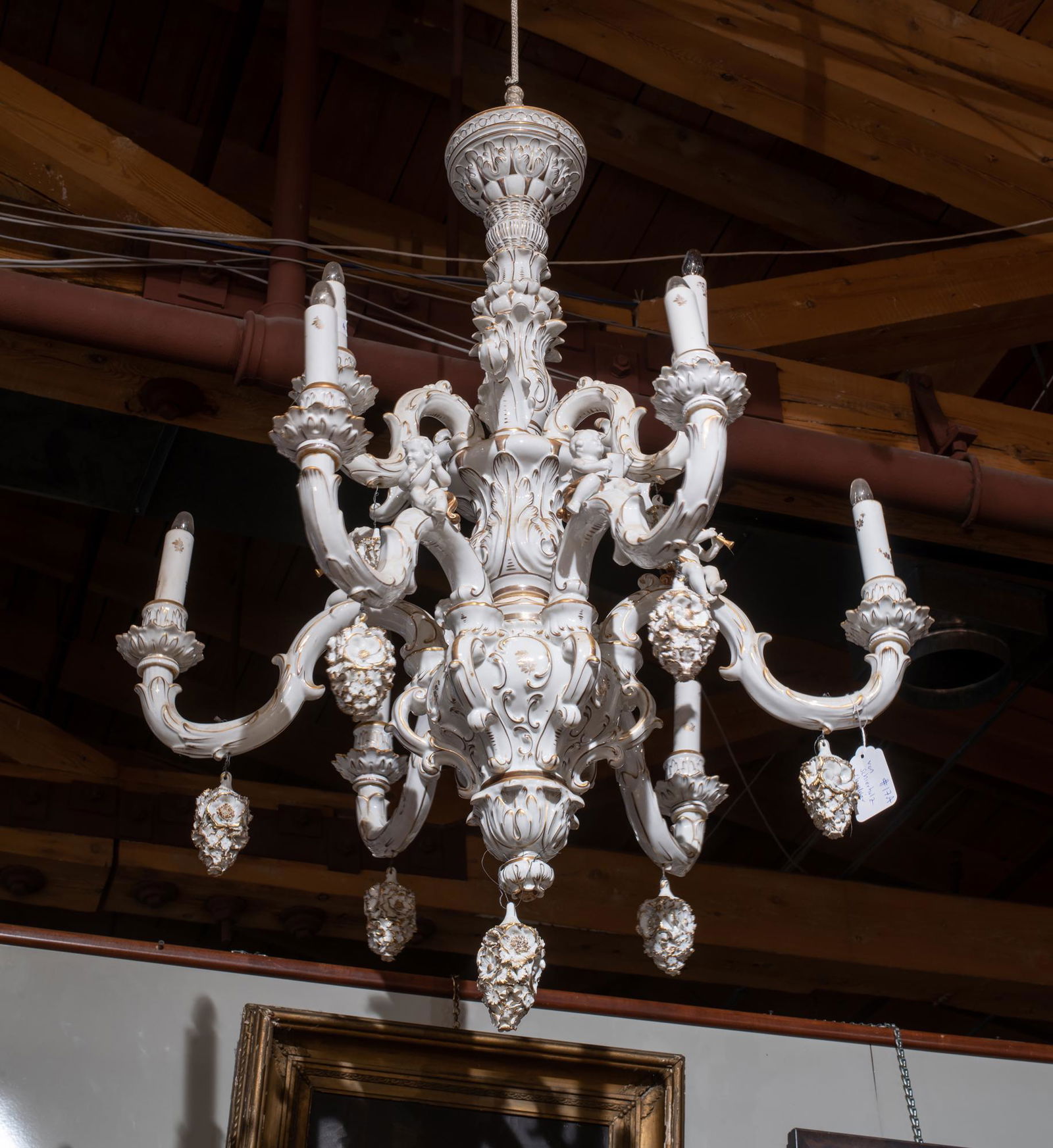 Von Schierholz Porcelain and Gilt Nine Arm Chandelier (1 of 9)