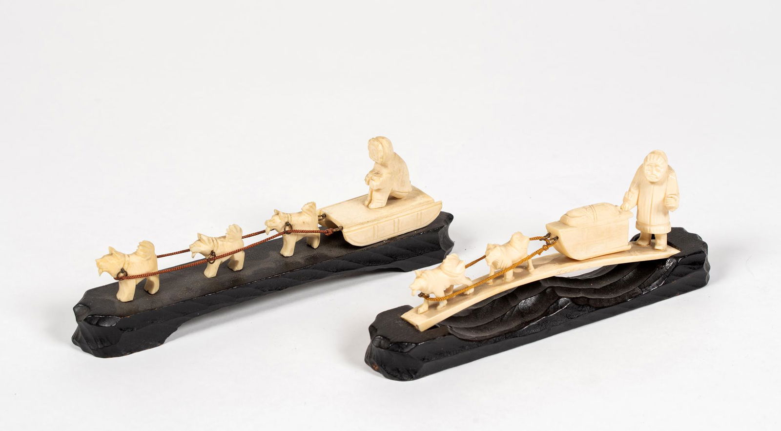 Two Eskimo Carved Dog Sled Teams (1 of 7)