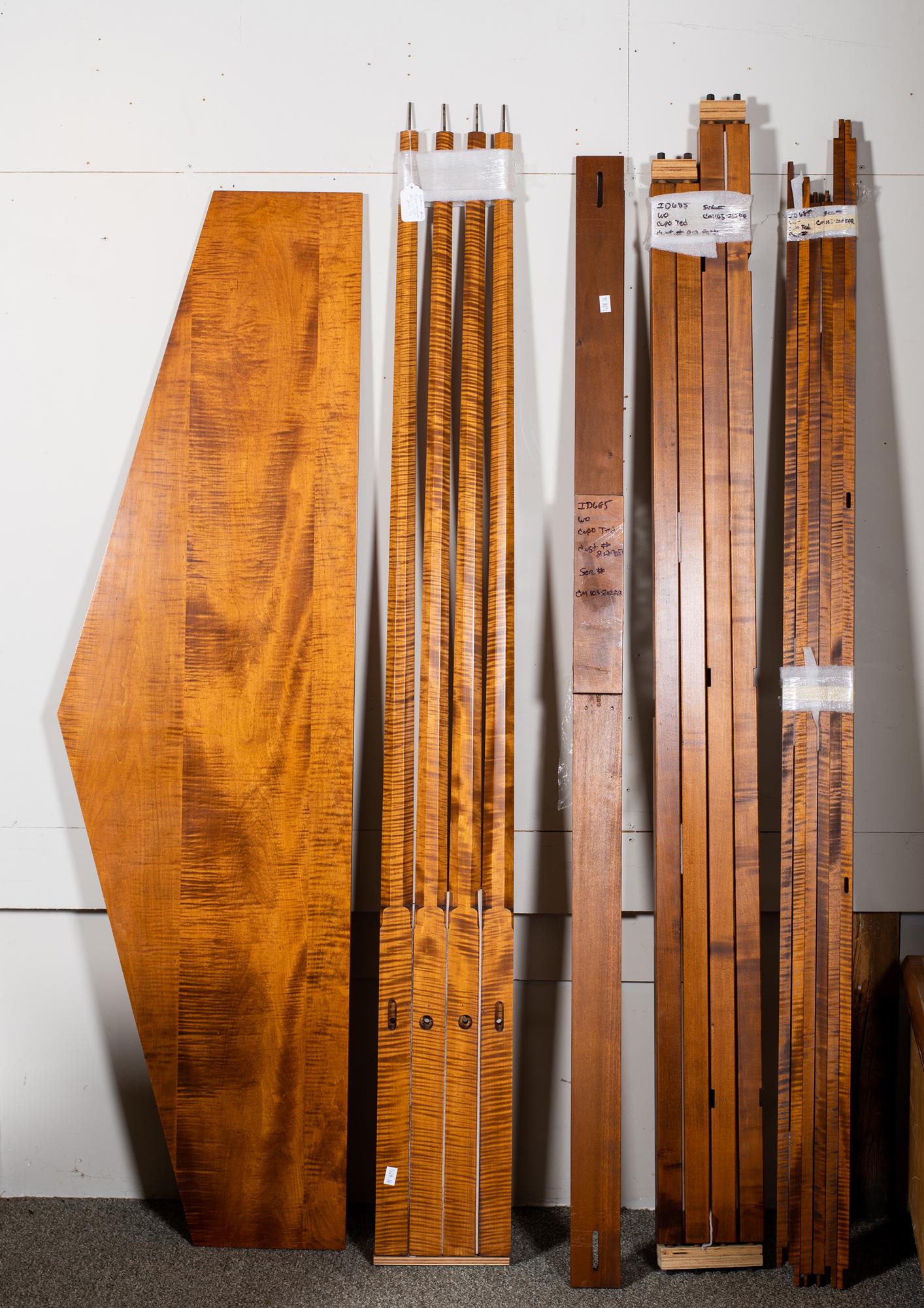 Modern Tiger Maple Pencil Post King Size Bed (1 of 7)