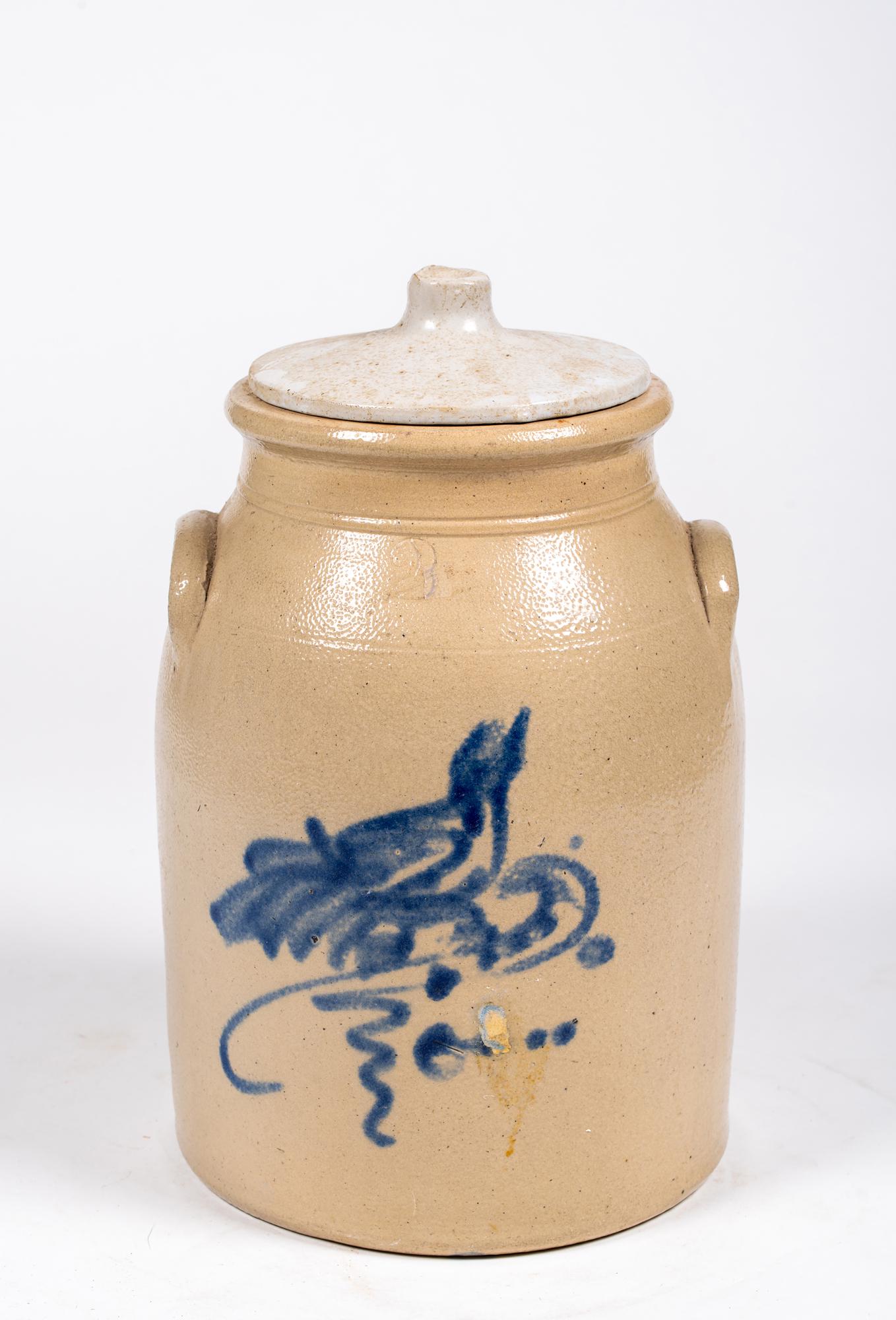 No Name Two Gallon Stoneware Churn with Blue Bird (1 of 8)