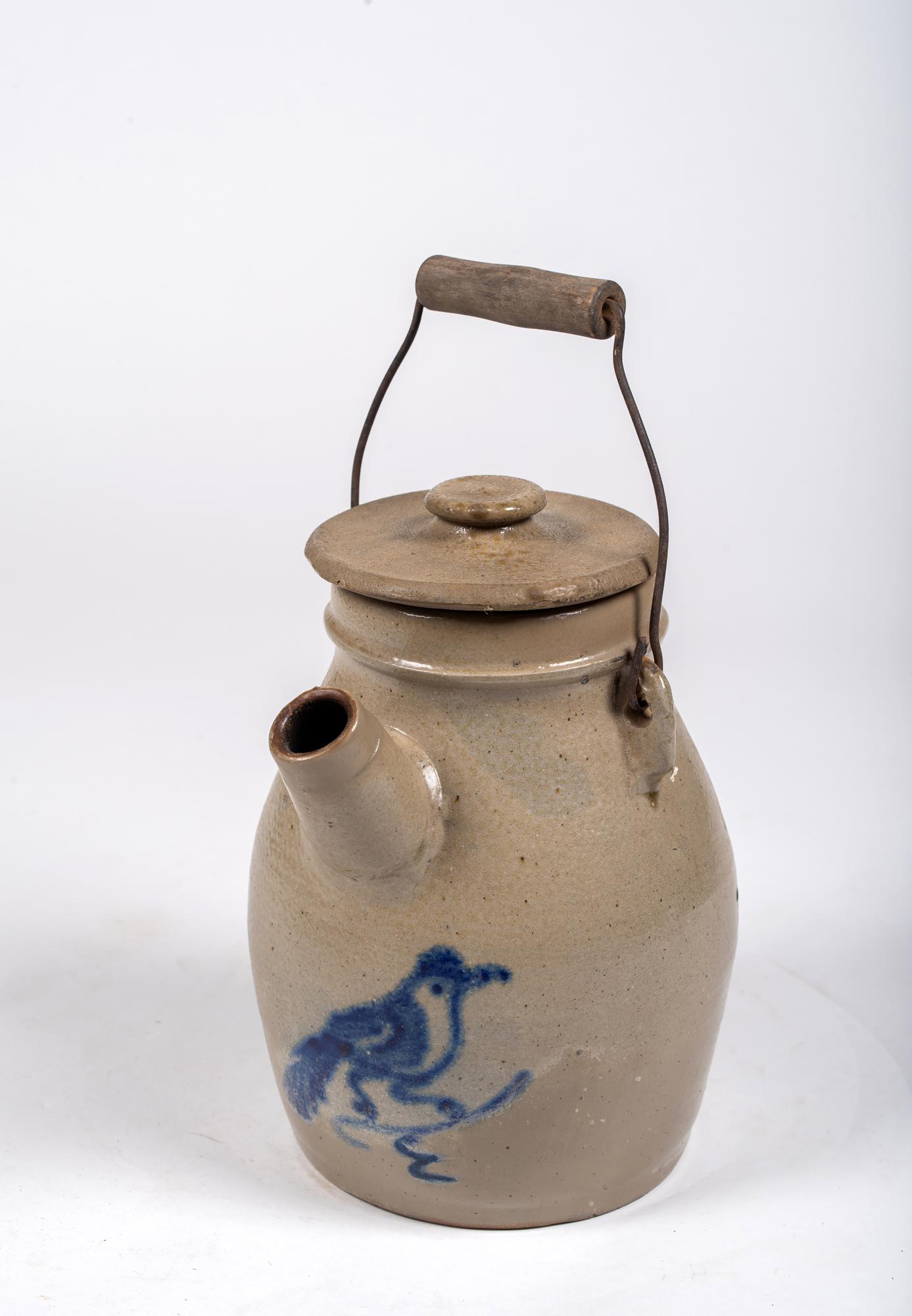 Wire Handle Stoneware Pour Jug w/ Blue Bird -UPDATE 2/1 (1 of 9)