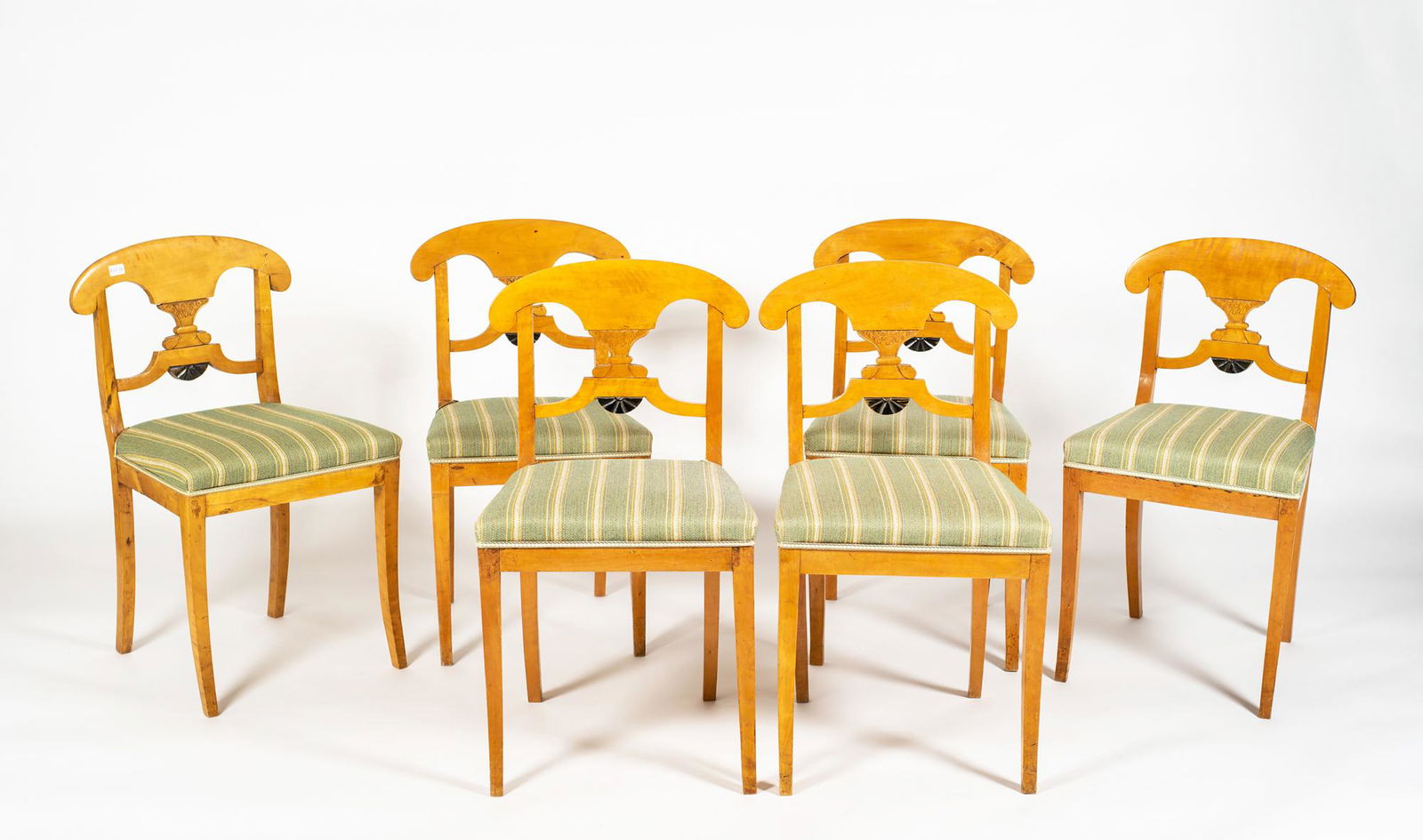 Set of Six Figured Maple Biedermeier Side Chairs (1 of 8)