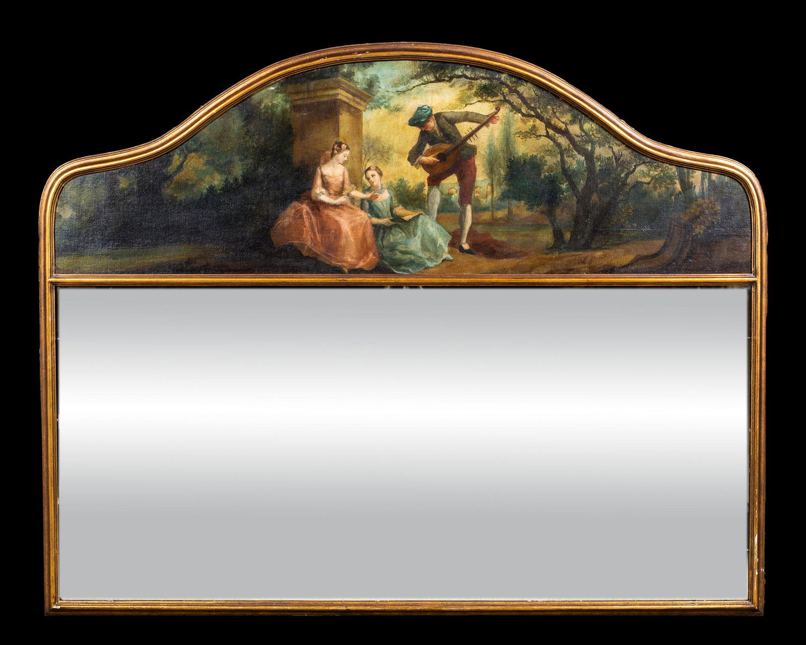 20thC Continental Overmantel Mirror with Crest Painting (1 of 6)