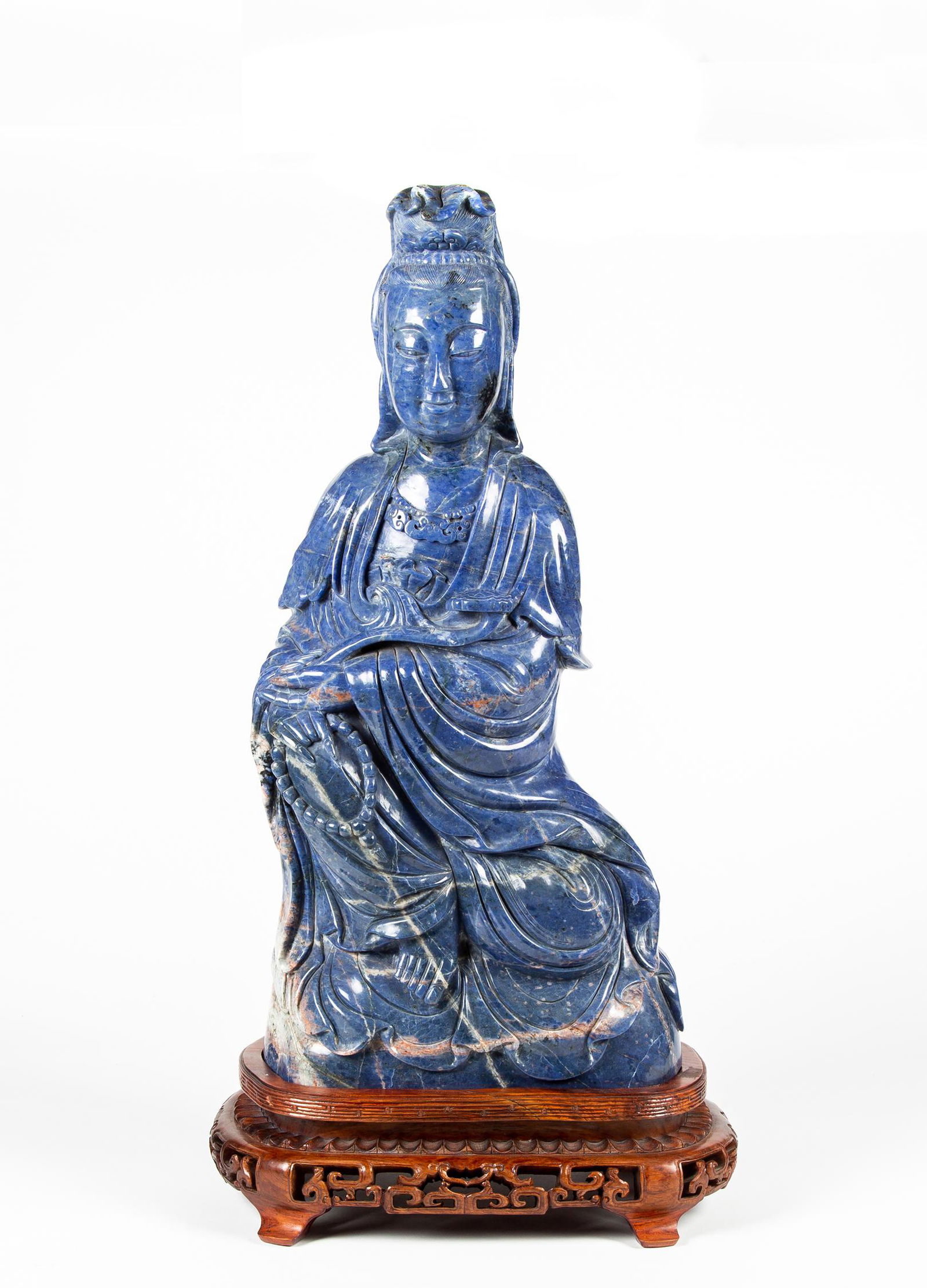 Carved Lapis Lazuli Chinese Goddess (1 of 9)