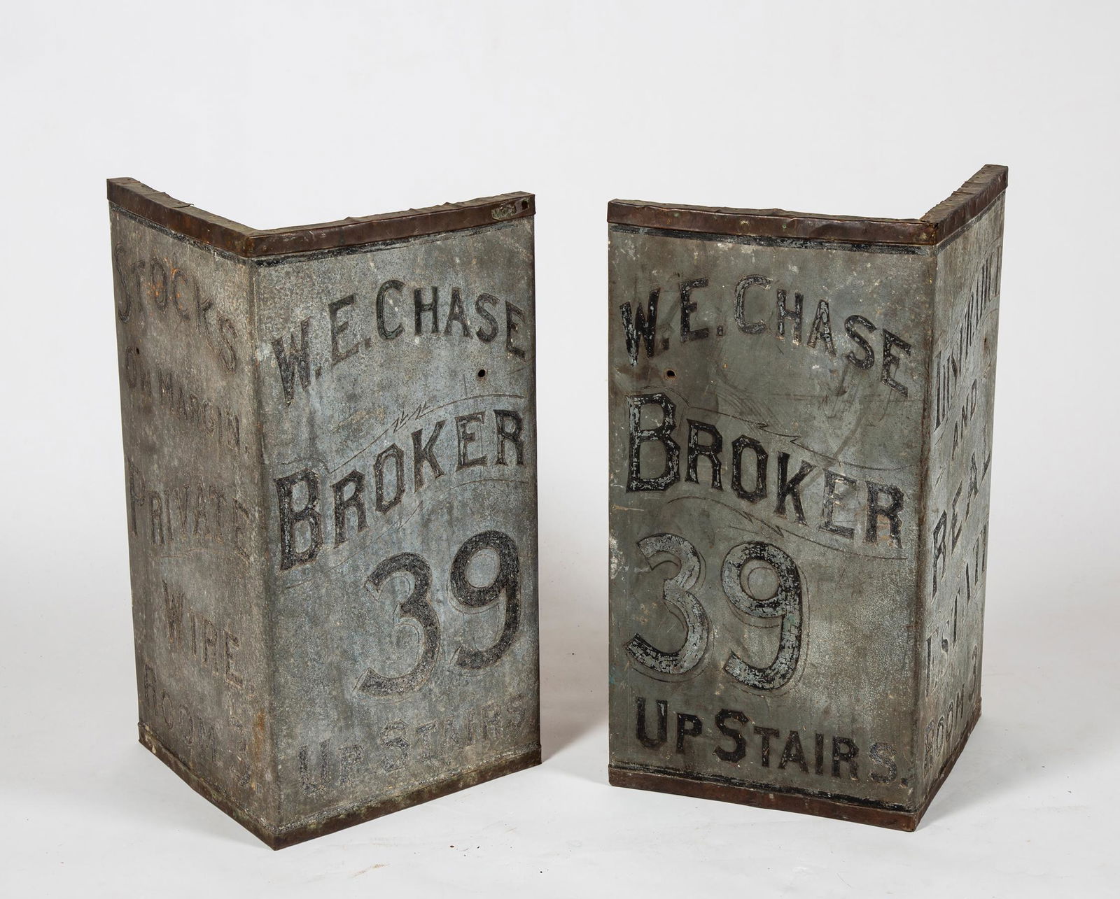 Pair of "W.E. Chase" Corner Advertising Signs (1 of 4)