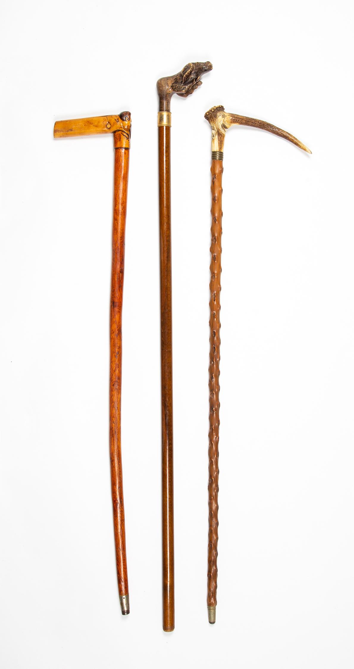 Three Carved Folk Art Face Canes (1 of 8)