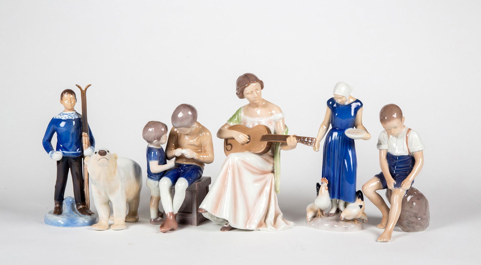 Six D&G (Copenhagen Porcelain) Gloss Figures Made in (1 of 7)