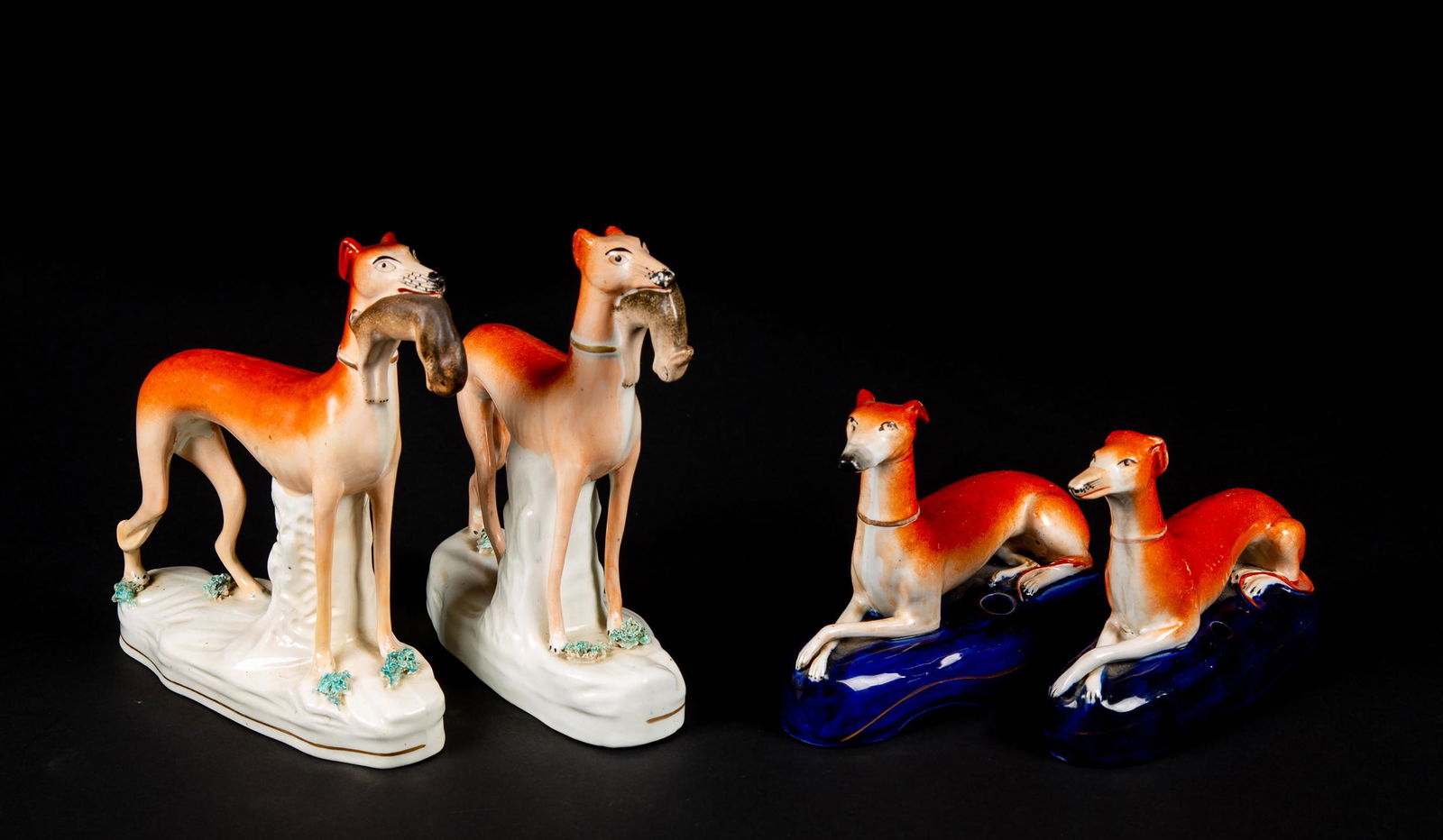 Four Staffordshire Whippet Figurines (1 of 11)