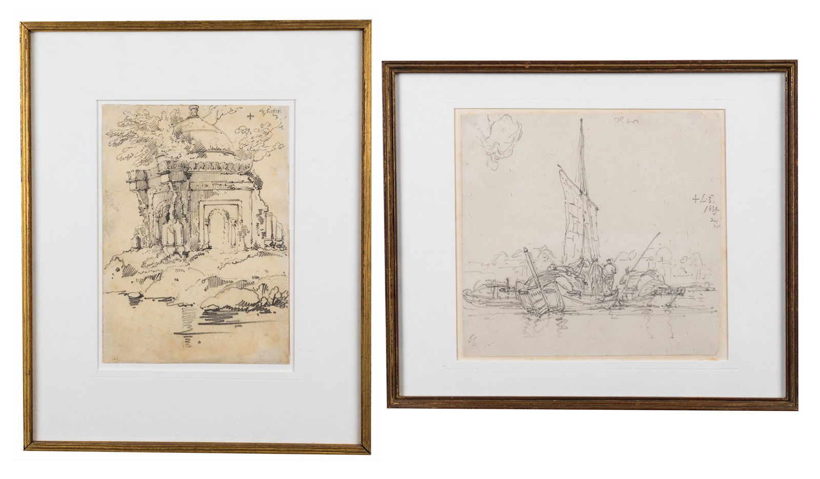 Two Pencil Drawings by George Chinnery, UK, India (1 of 8)