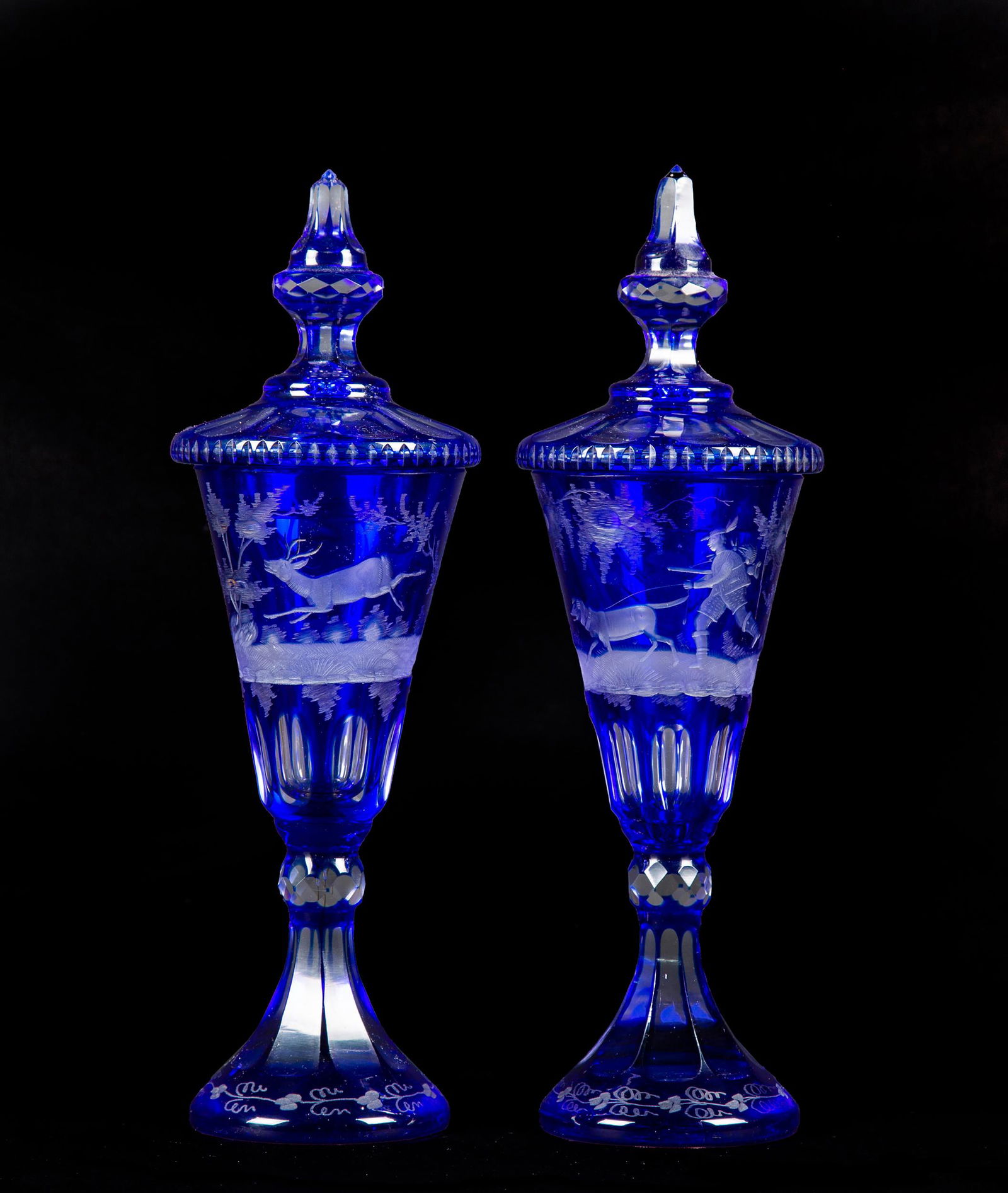 Pair of Art Overlay Covered Vases (1 of 3)