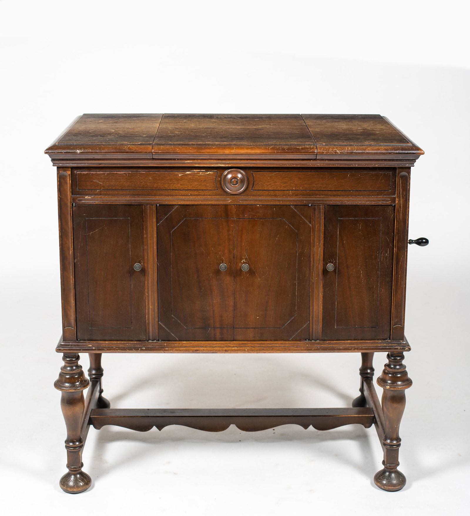 Victor-Victrola" Granada" Record Player: Victor-Victrola" Granada" Record Player, comes with a brass head and extra needles, hand crank case 34 " X 21" X 34" tall, the first of the Orthophonic series #32638. Along with an assortment of 78rpm