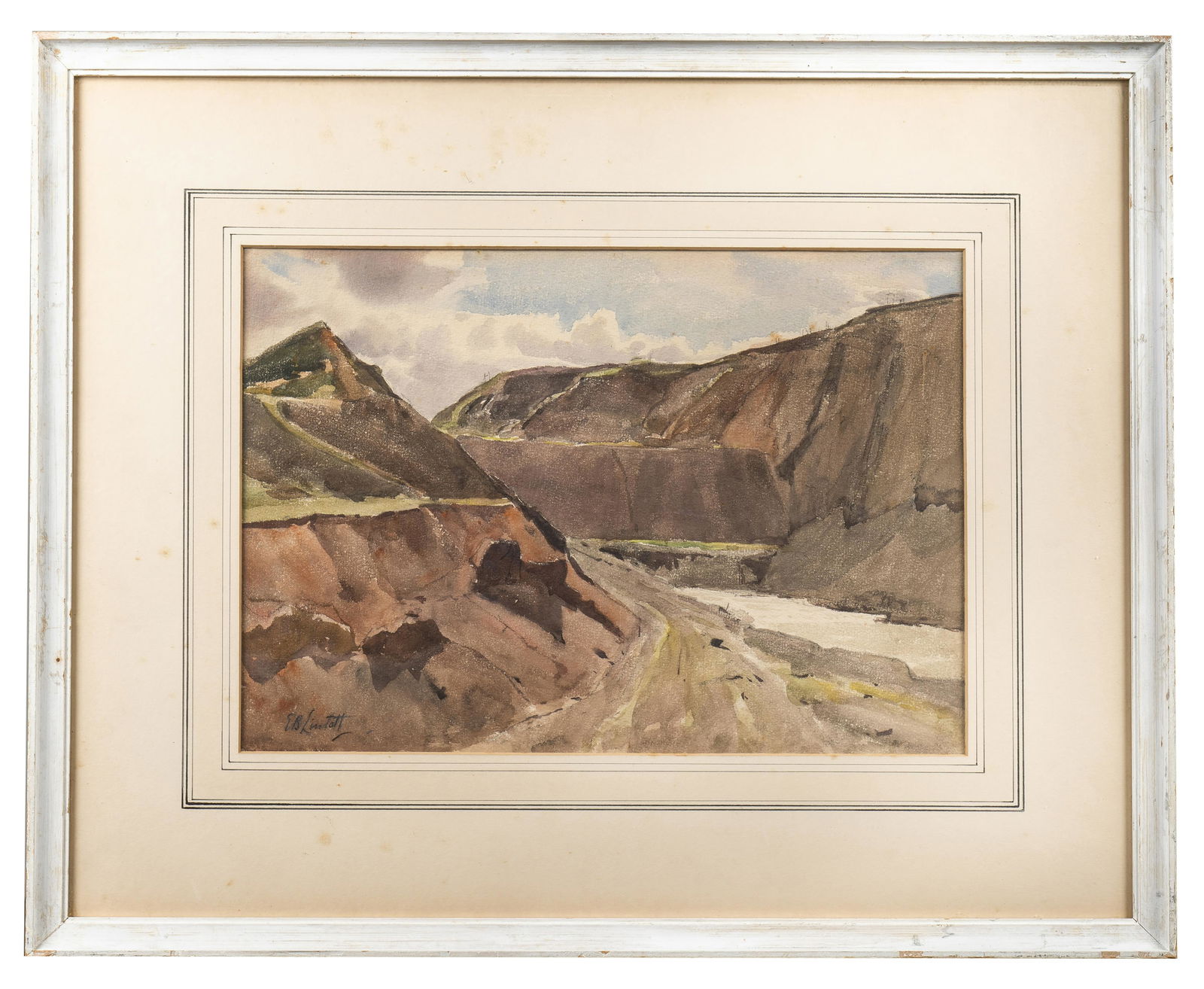 Edward Barnard Lintott (1875 - 1951): Edward Barnard Lintott (1875 - 1951) Watercolor on paper. Canyon scene, signed lower left. 13 1/2" 9 1/2", framed to 21" x 17".