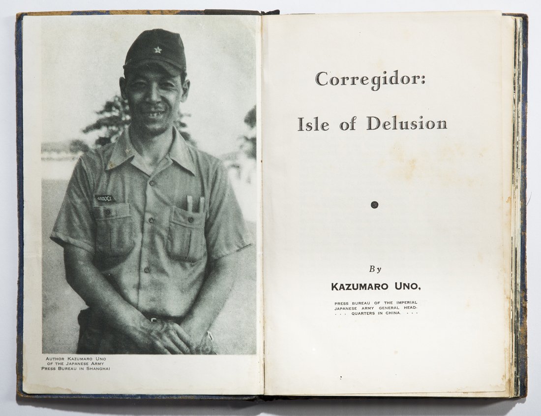 Corregidor, "Isle of Delusion" Propaganda Piece: Corregidor, "Isle of Delusion" by Kazumaru uno, extremely rare, printed by the Mercury Press," Shanghai, China. Inscribed in cover, "Lt. Col. RW Carlton. "Propaganda Piece Estimate: $250 - $300