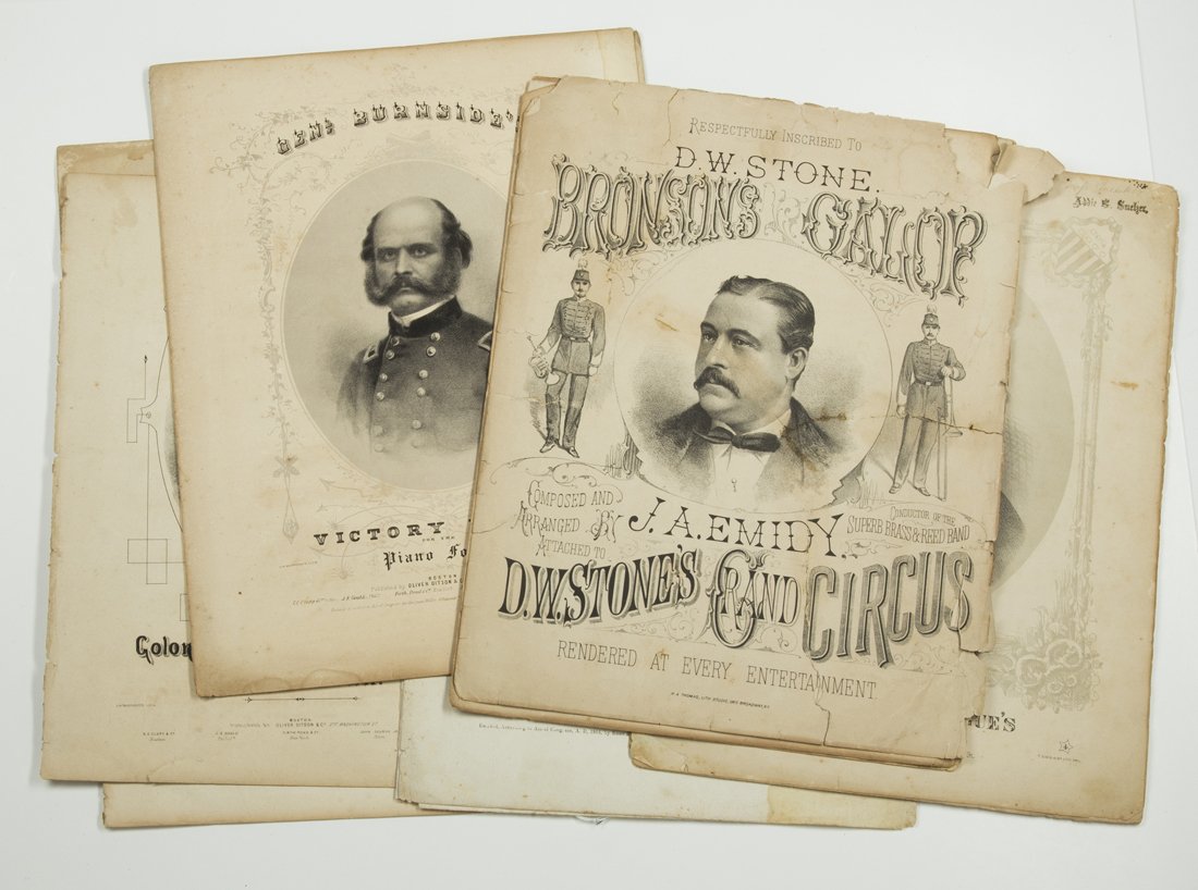 Lot of 8, 19th Century Sheet Music Booklets, Several: Lot of 8, 19th Century Sheet Music Booklets, Several From The American Civil War Period. See photo for condition. Estimate: $90 - $100