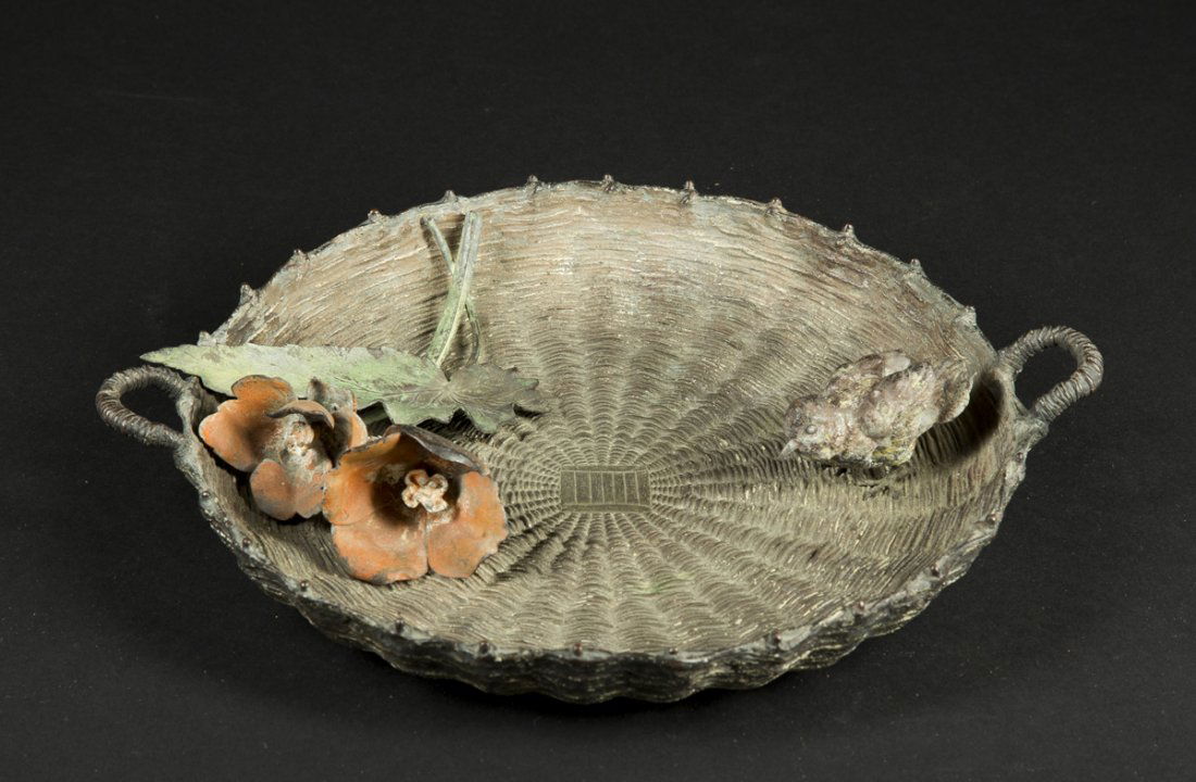 Cold Painted Bronze Bird in Basket (1 of 10)