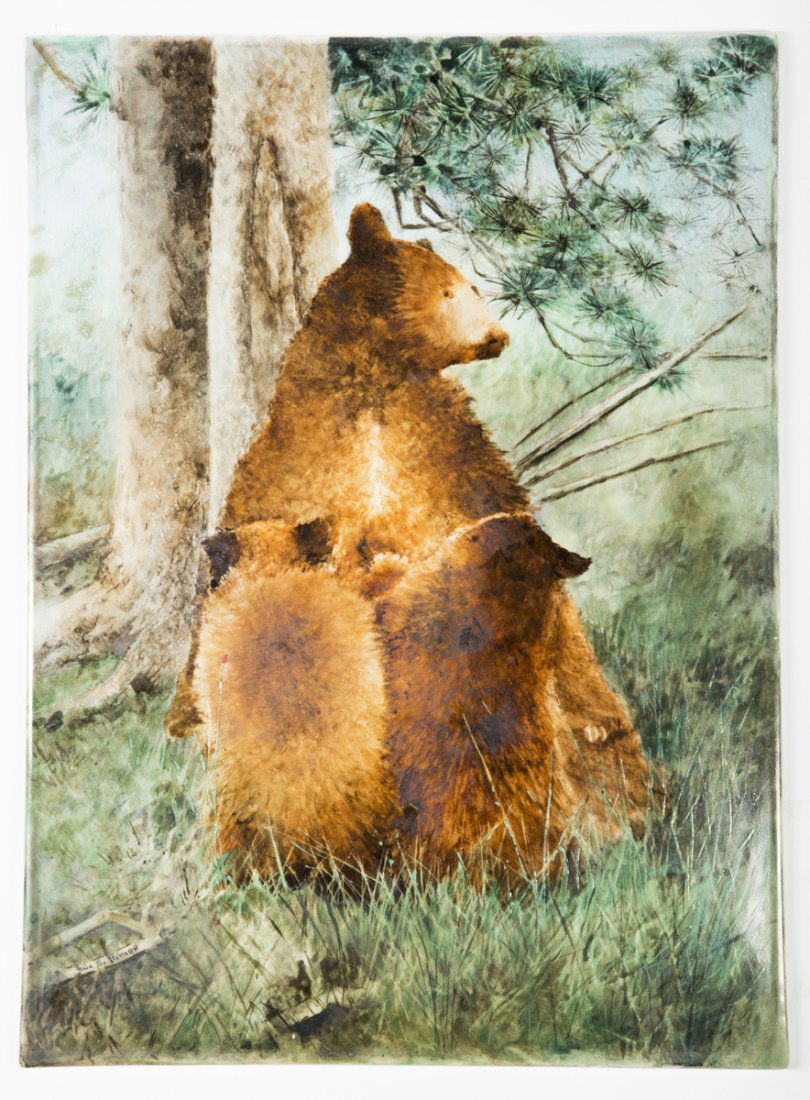 Limoge Plaque of Bear Family (1 of 3)