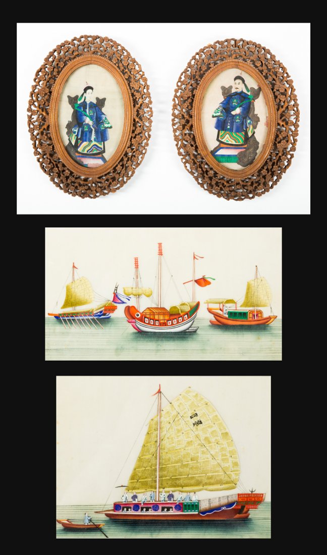 Four Chinese Paintings on Pith Paper (1 of 10)