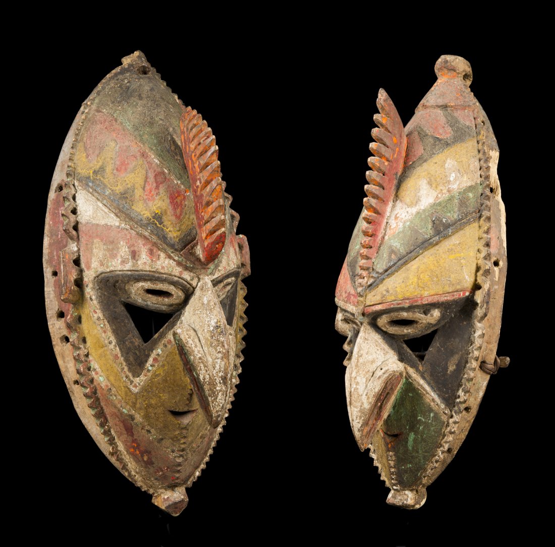 A Superb and rare pair of Lower Sepik masks (1 of 9)