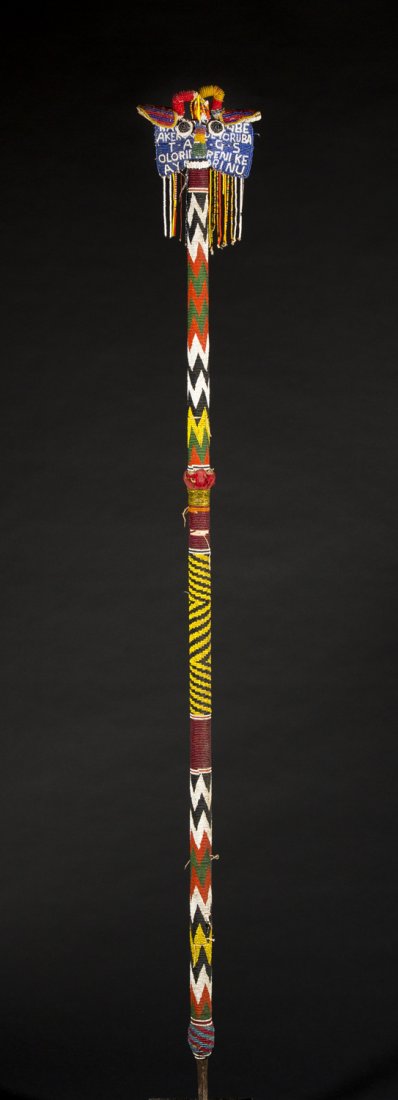 A fine and old Yoruba beaded Chieftain's staff (1 of 7)