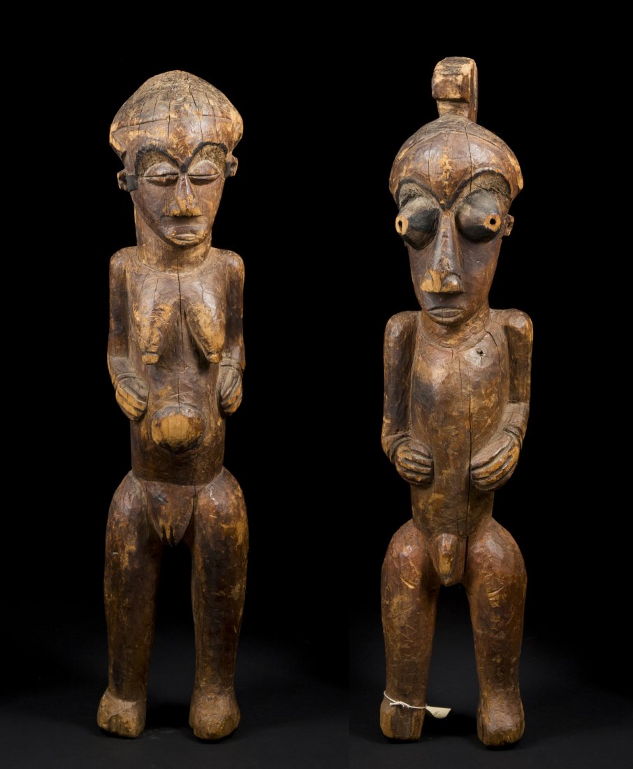 A Fine and rare pair of Kuba-Kete initiation figures (1 of 10)
