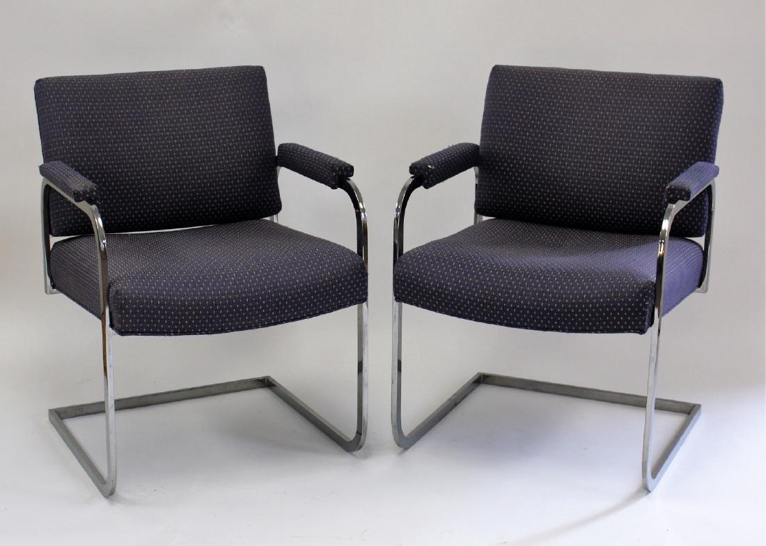 Pair of Milo Baughman Chrome Arm Chairs (1 of 5)