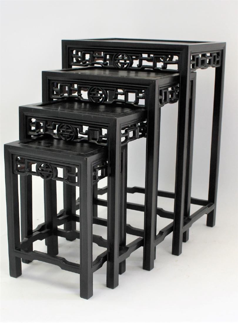 Chinese Carved Teakwood Nesting Tables (1 of 6)