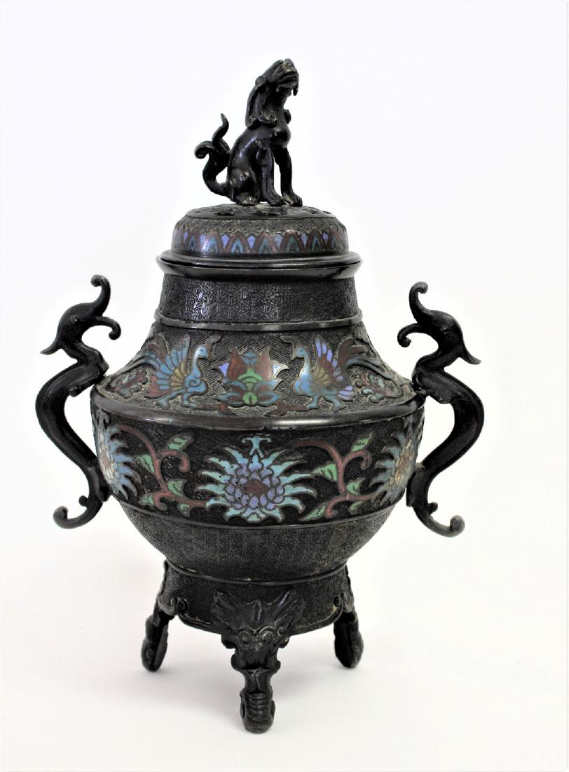Japanese Cloisonne Bronze Urn (1 of 8)