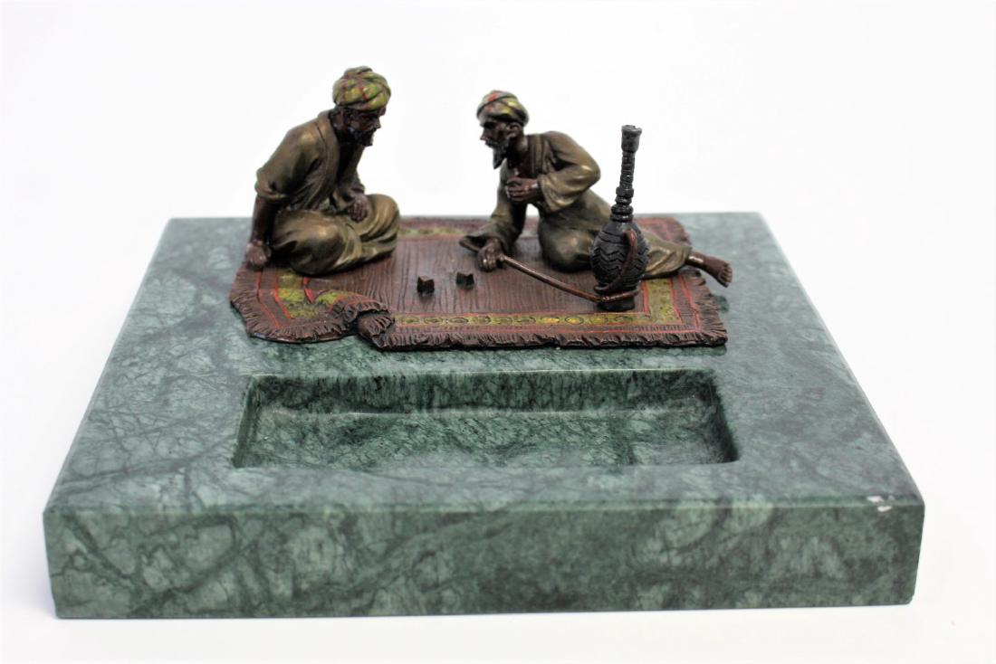 Mid Eastern Style Bronze and Marble Figural Desk Tray (1 of 5)