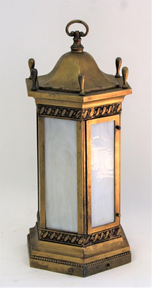 Gothic Style Brass and Glass Hanging Lantern (1 of 5)