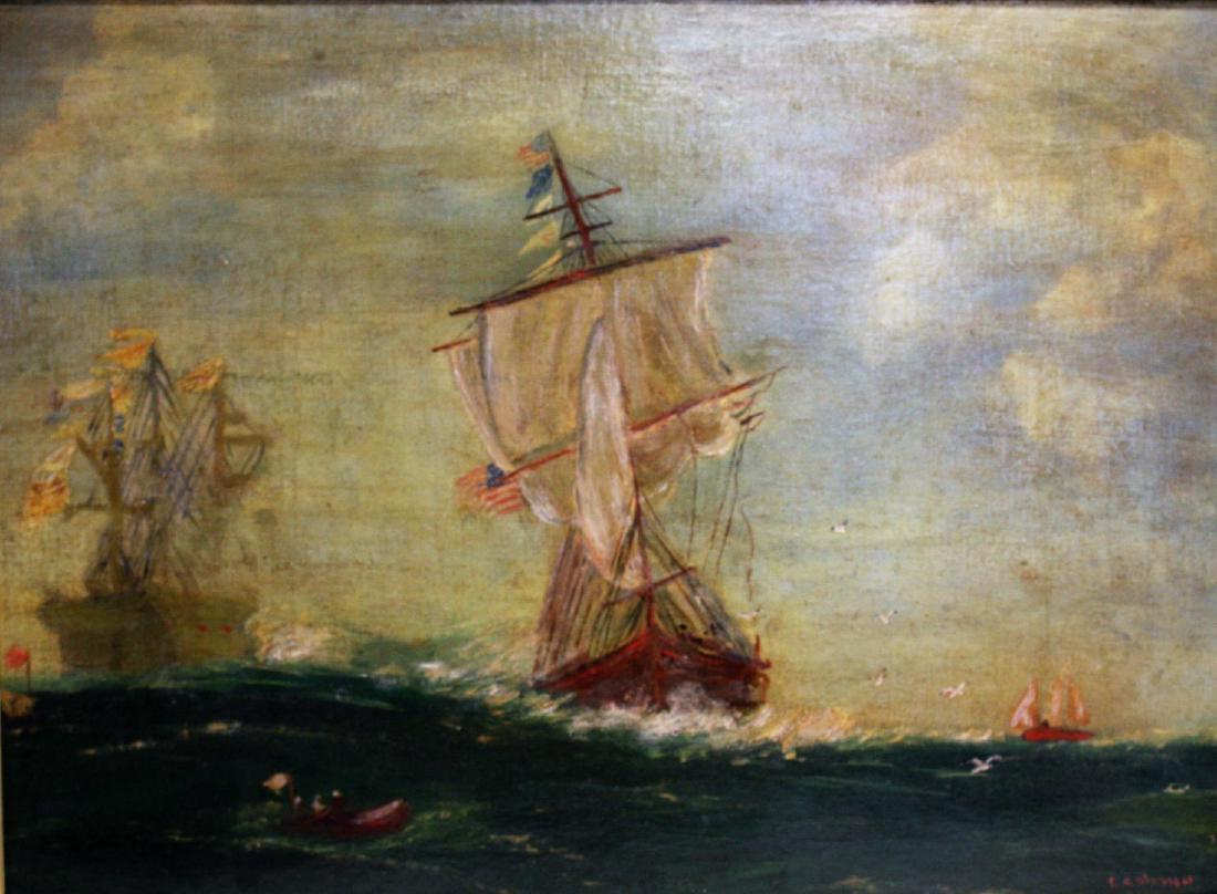 C. Coleman; 19thC. Primitive American Oil Painting (1 of 10)