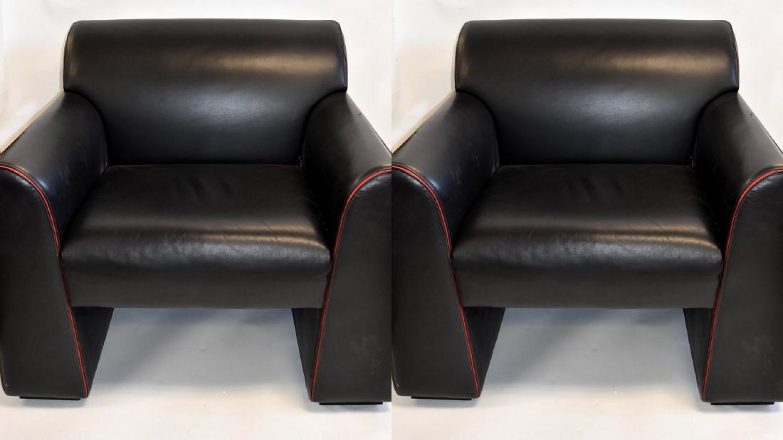 Pair of 20thC. Modern Italian Leather Club Chairs (1 of 7)