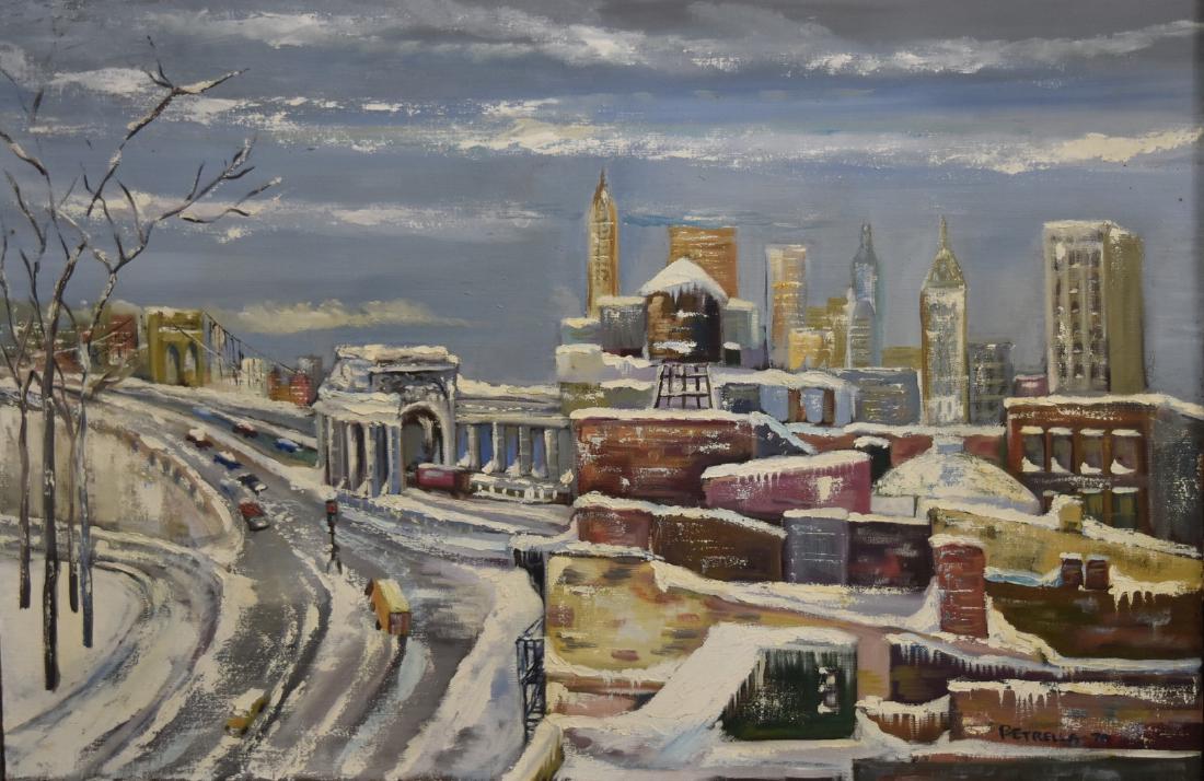 Petrella; 20thC. Oil - Winter's Day Brooklyn Signed (1 of 4)
