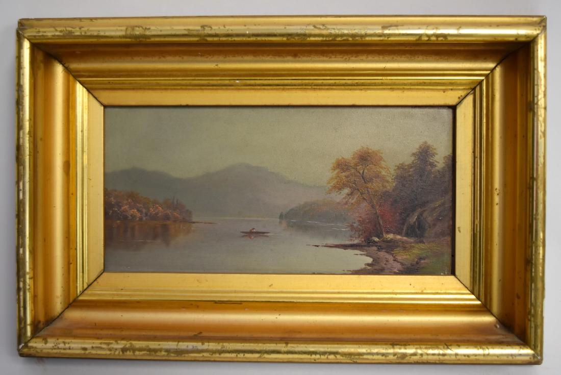 19thC. Hudson River School; Oil - Boating on the Hudson (1 of 11)