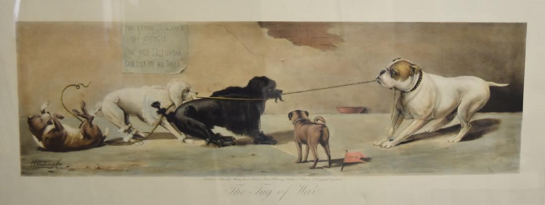 Harding Cox; 19thC. Whimsical Print: Whimsical print. The Tug of War - Two Skinny Frenchmen, One Portugee One Jolly Englishman Can Lick All Three; 13.25in. X 33.75in.(image size)