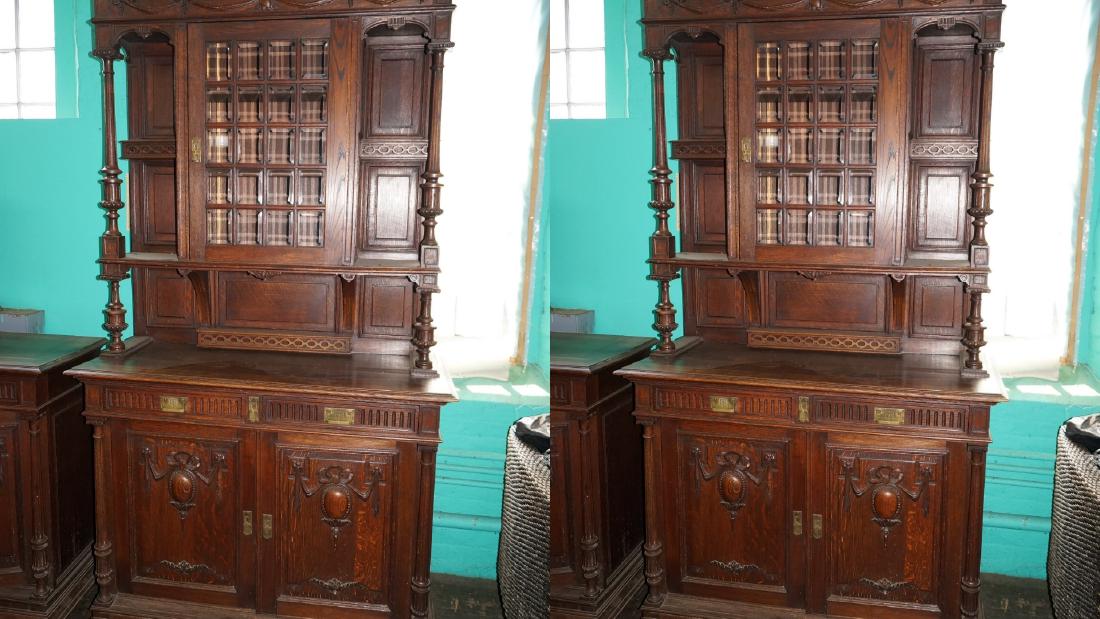 Pr. Of 19thC. English Carved Oak Sideboards (1 of 6)