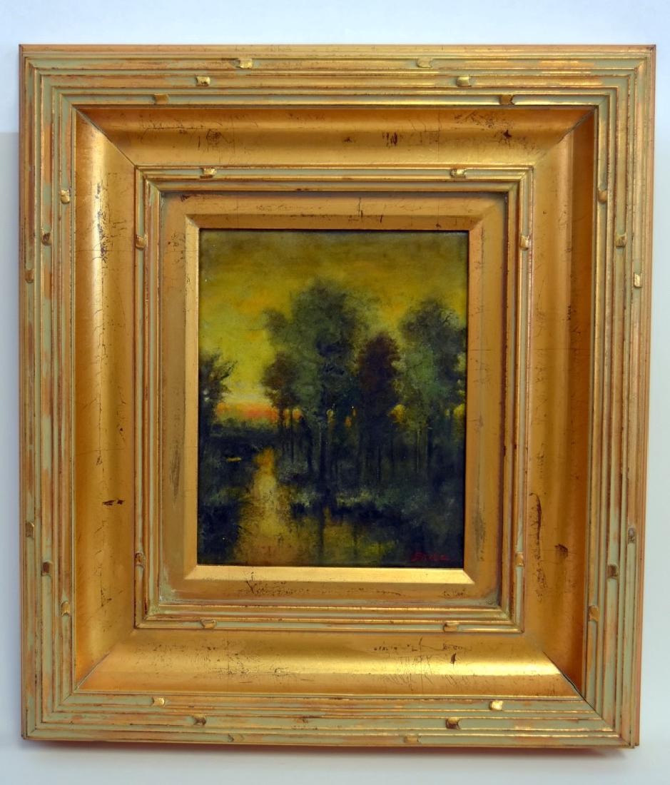 Steven Stelz; Enameled Scenic Glass Plaque Signed (1 of 6)