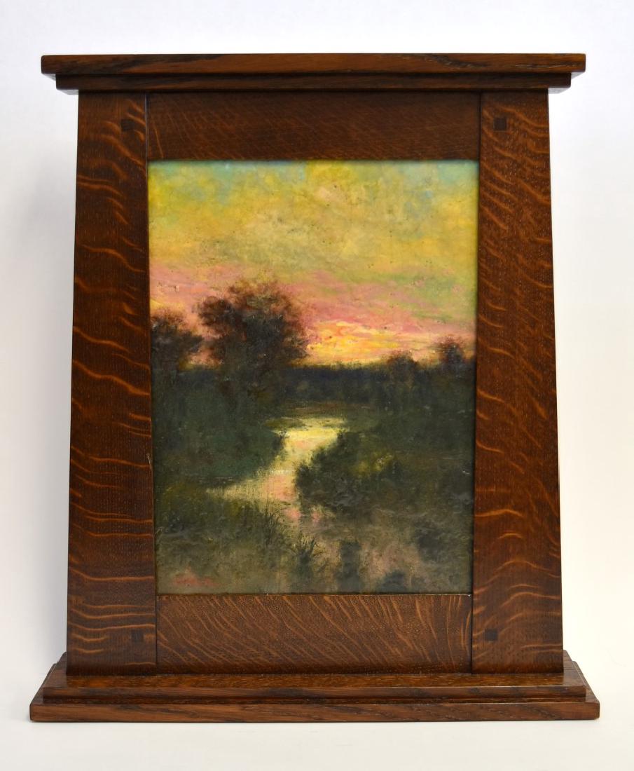 Steven Stelz; Enameled Scenic Glass Plaque Signed (1 of 6)